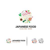 restaurant cool, modèle de vecteur de conception de logo de fruits de mer sushi japonais chinois sashimi