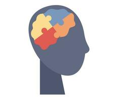 silhouette Humain tête et cerveau puzzle pièces icône. mental santé. éducation, connaissance, psychologie, logique symboles. vecteur plat illustration