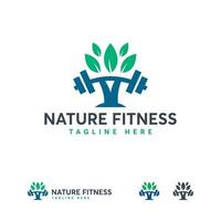 vecteur de conceptions de logo de remise en forme nature, symbole de logo de nutrition gym