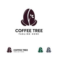modèle de conceptions de logo de caféier, symbole de logo de grain de café vecteur
