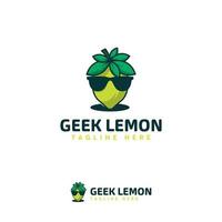 modèle de conceptions de logo de citron cool geek, conceptions de logo de fruits de citron, symbole de citron vert vecteur