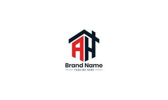 ah logo monogramme initial avec style de forme, idées de conception de logo immobilier vecteur pro