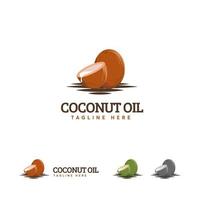 dessins de logo d'huile de noix de coco, symbole de logo de noix de coco marron
