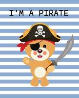 marrant pirate nounours ours carte vecteur