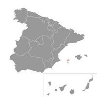 carte d'ibiza, région d'espagne. illustration vectorielle. vecteur