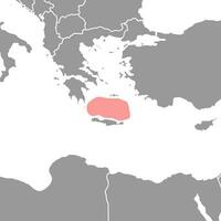 mer de Crète sur le monde carte. vecteur illustration.