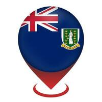 pointeur de carte avec les îles vierges du pays. drapeau des îles vierges. illustration vectorielle. vecteur