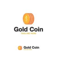 vecteur de concept de logo de pièce d'or, modèle de logo d'argent