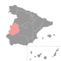 carte d'estrémadure, région d'espagne. illustration vectorielle. vecteur