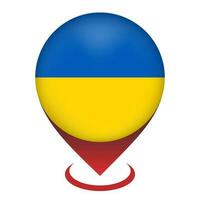 pointeur de carte avec contry ukraine. drapeau ukrainien. illustration vectorielle. vecteur