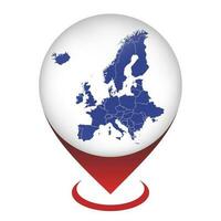 pointeur de carte avec carte d'europe. illustration vectorielle. vecteur