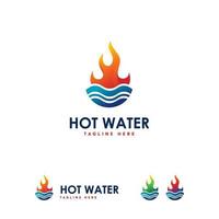 logo eau chaude conçoit le modèle de logo vectoriel, feu et eau vecteur