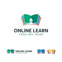 logo d'apprentissage en ligne, symbole de livre en ligne, modèle de logo d'éducation en ligne vecteur