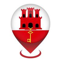 pointeur de carte avec le pays gibraltar. drapeau de gibraltar. illustration vectorielle. vecteur