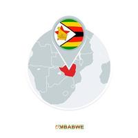 Zimbabwe carte et drapeau, vecteur carte icône avec Souligné Zimbabwe