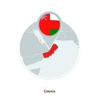 Oman carte et drapeau, vecteur carte icône avec Souligné Oman