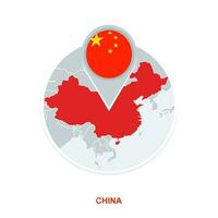 Chine carte et drapeau, vecteur carte icône avec Souligné Chine