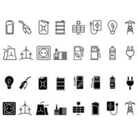 ensemble de vecteurs d'icônes d'énergie. collection de signes d'illustration de puissance. symbole de l'électricité. vecteur