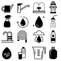 l'eau vecteur icône ensemble. arrosage illustration signe collection. en buvant symbole ou logo.