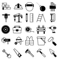 construction outil icône vecteur ensemble. réparation illustration signe collection. bâtiment symbole ou logo.