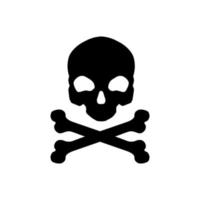 icône de vecteur de crâne et d'os. signe d'illustration de danger. symbole ou logo de poison.