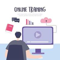 formation en ligne avec un homme regardant un cours