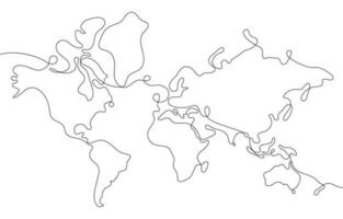 contour de la carte du monde en un seul coup d'art vecteur