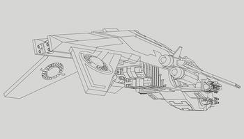 lineart du vaisseau spatial vecteur