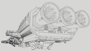 lineart du vaisseau spatial vecteur