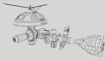 lineart du vaisseau spatial vecteur