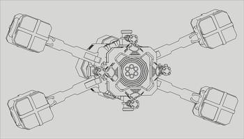 lineart du vaisseau spatial vecteur