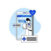 concept d'icône médecin et soins de santé en ligne vecteur