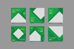 modèle de publication de médias sociaux vert géométrique minimaliste vecteur
