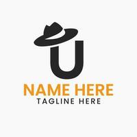 lettre u messieurs chapeau logo conception concept avec cow-boy chapeau icône modèle vecteur