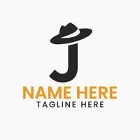 lettre j messieurs chapeau logo conception concept avec cow-boy chapeau icône modèle vecteur