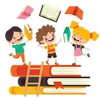 illustration de des gamins en train de lire livre vecteur