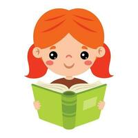 illustration de enfant en train de lire livre vecteur