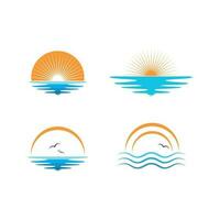 conception d'illustration vectorielle d'icône de logo de soleil d'onde vecteur