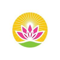 modèle de logo de conception de fleurs de lotus de vecteur de beauté