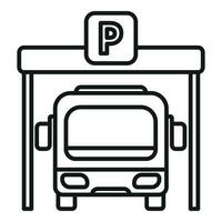 autobus payé parking icône contour vecteur. voiture parc vecteur