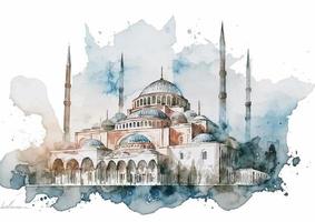 selimiye mosquée une Stupéfiant aquarelle ouvrages d'art vecteur