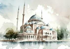 selimiye mosquée une gracieux aquarelle vecteur conception