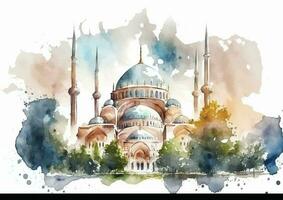 selimiye mosquée une majestueux vecteur aquarelle illustration