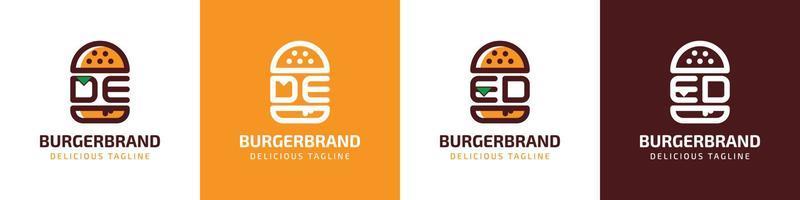 lettre de et ed Burger logo, adapté pour tout affaires en relation à Burger avec de ou ed initiales. vecteur