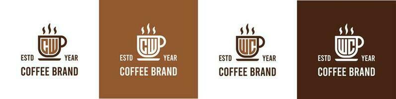 lettre cw et toilettes café logo, adapté pour tout affaires en relation à café, thé, ou autre avec cw ou toilettes initiales. vecteur