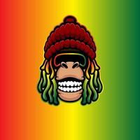 rasta moine mascotte logo illustration prime vecteur