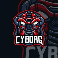 cyborg mascotte logo illustration prime vecteur