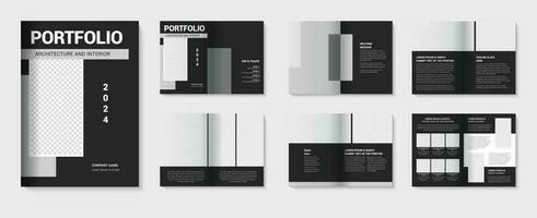 polyvalent architecture portefeuille brochure modèle et réel biens intérieur portefeuille couverture conception pour entreprise présentation pro Télécharger vecteur