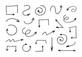 ensemble de vecteur flèches. main tiré conception éléments, différent formes isolé sur blanc Contexte.