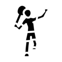 joueur badminton glyphe icône vecteur illustration